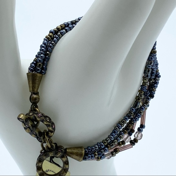 NEW Premier Designs Allegro Peacock Color Seed Bead Multi Strand Crystal Toggle - Picture 13 of 13